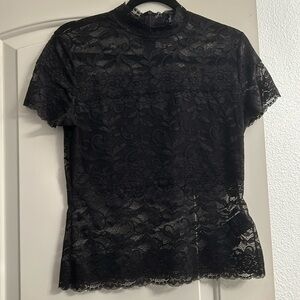 Black Guess Lace Mesh Top